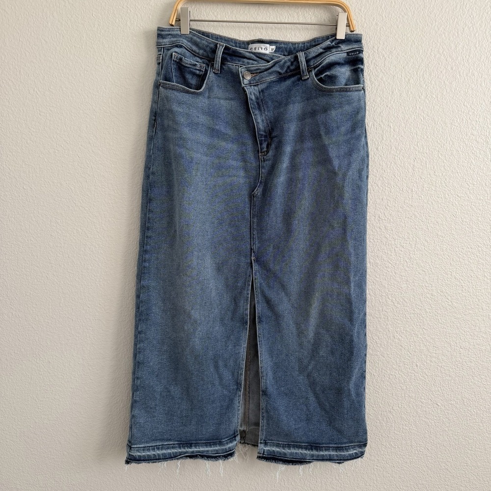 Cello Maxi Long Denim Skirt XL 14 Prairie Western Country Cowgirl Festial Boho